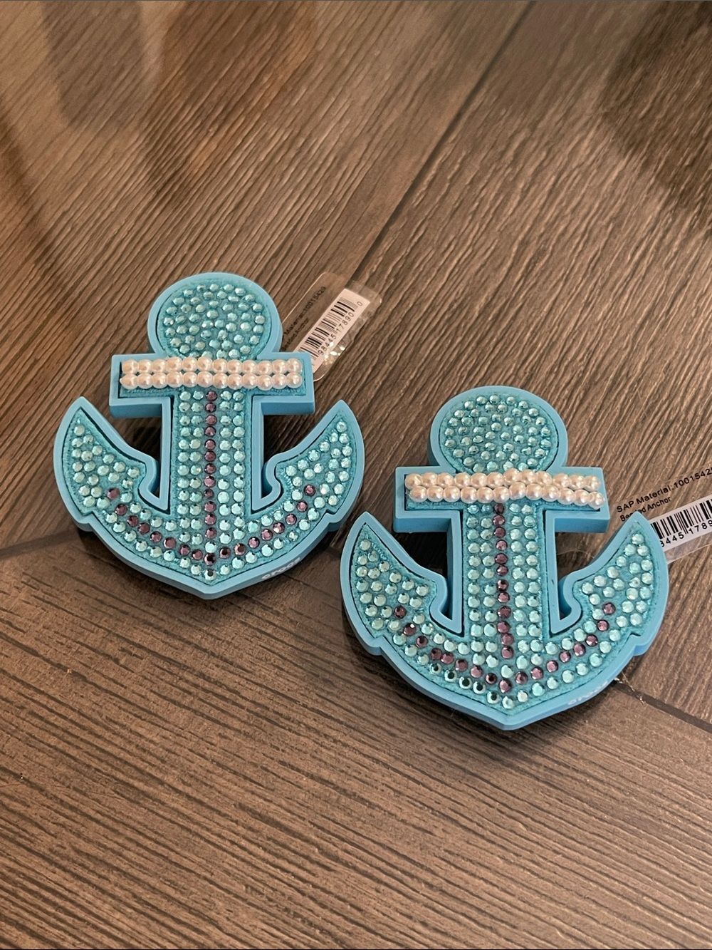 2 Croc Jibbitz Beaded Anchor Shoe Charms Accented with Rhinestones & Faux Pearls